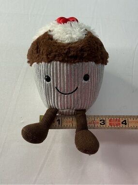 Jellycat Brown Plush Cupcake with Cream Frosting and Red Cherry